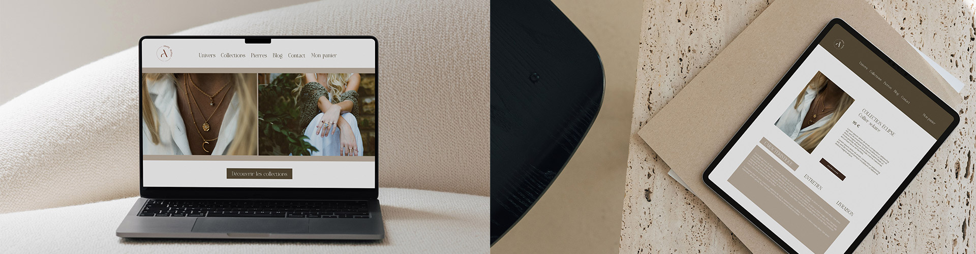 Une identité de marque pleine de raffinement pour Agate, atelier de création de bijoux.