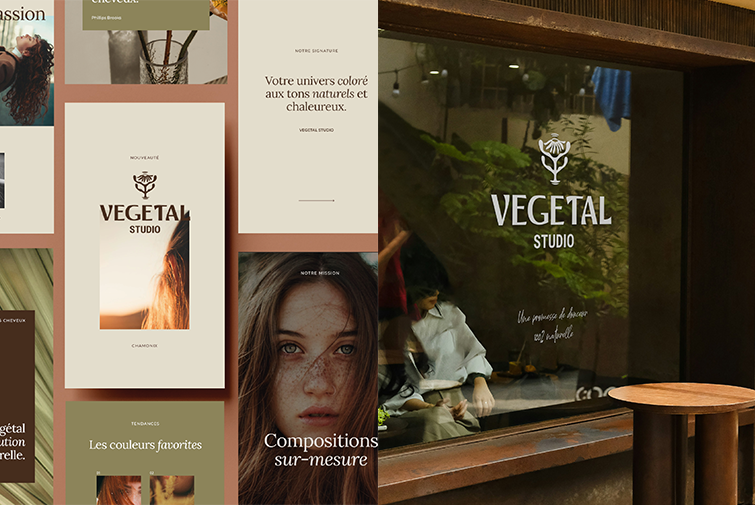 style minimaliste de la marque VEGETAK STUDIO avec si son enseigne extérieure et son feed instagram