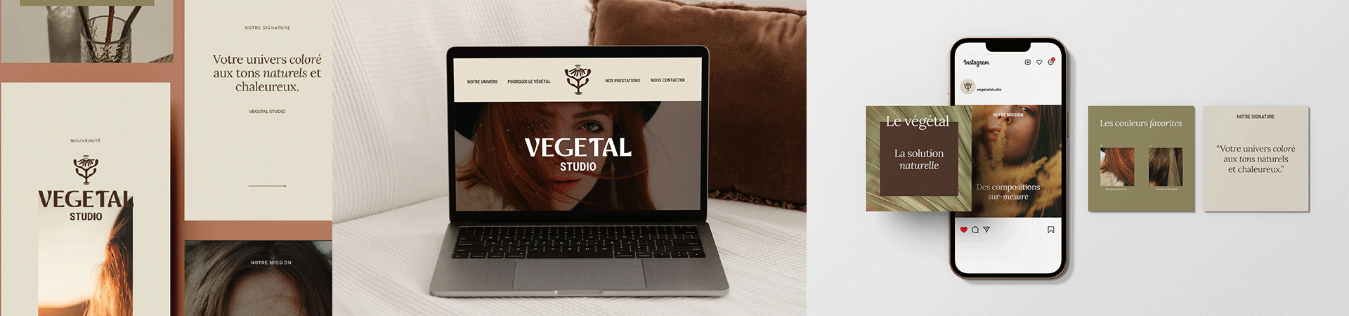 Aperçu de l'identité visuelle du salon de coiffure VEGETAL STUDIO